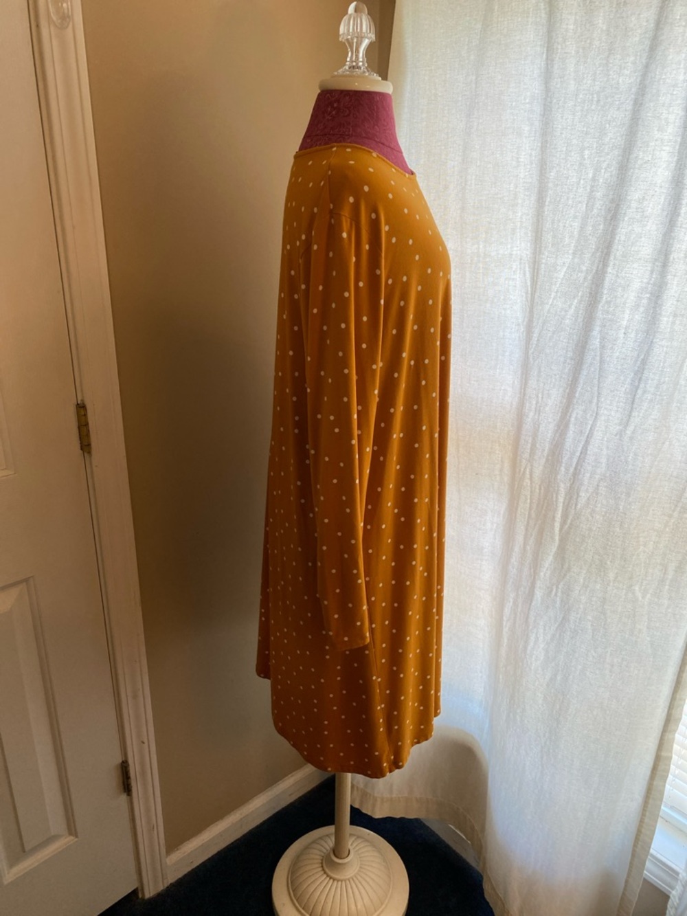Old Navy Mustard Yellow Polka Dot Dress  Size XXL Soft Comfortable Career Wear - Picture 7 of 8